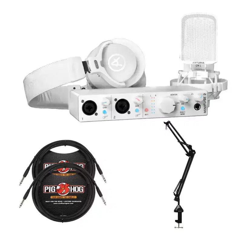 Arturia MiniFuse Recording Pack with Headphones, Microphone, Boom Arm,TRS Cables