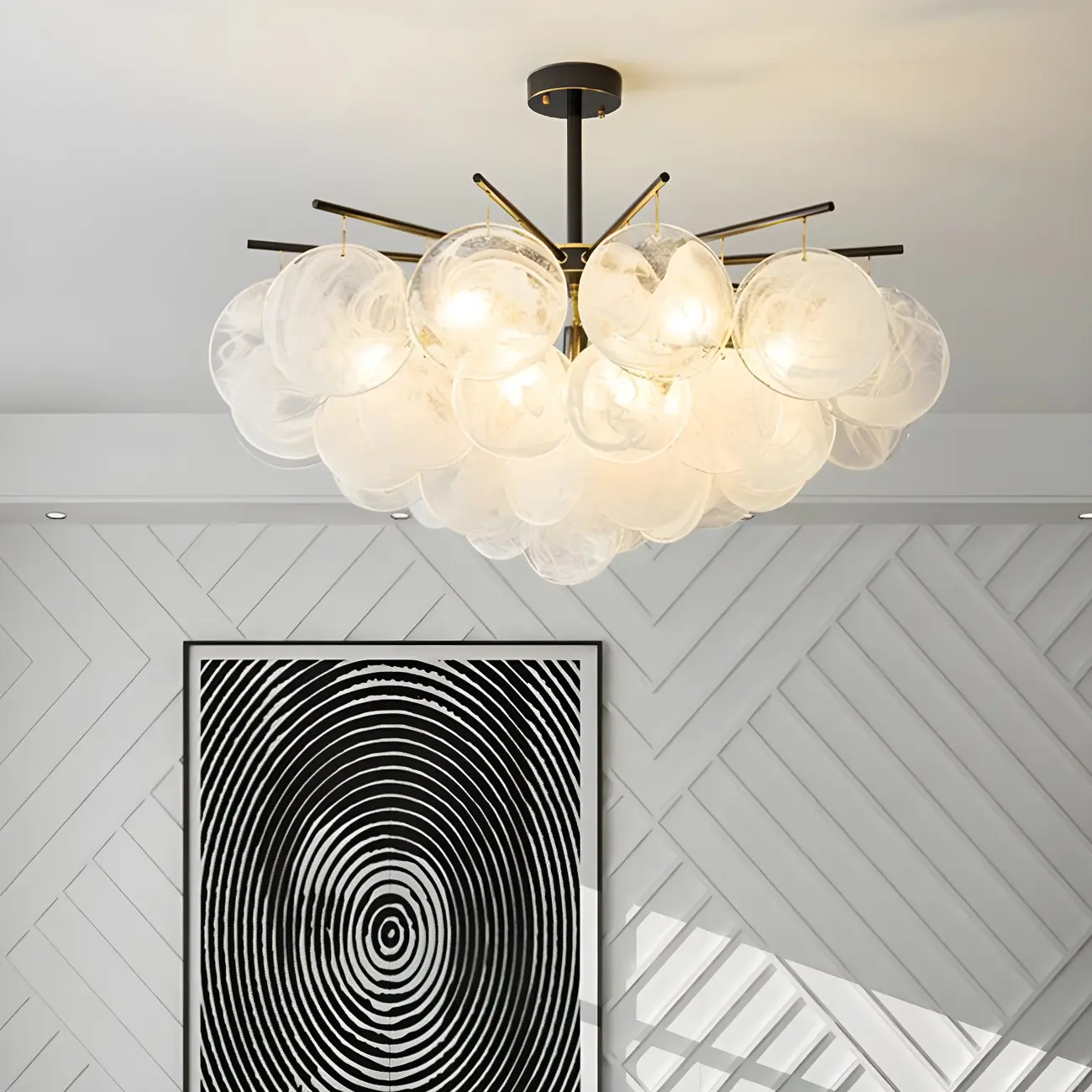 Modern Metal Ambient Glass Chandelier