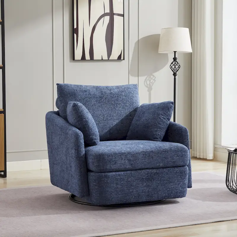 40.6 W Upholstered Swivel Accent Sofa Chair With Pillows