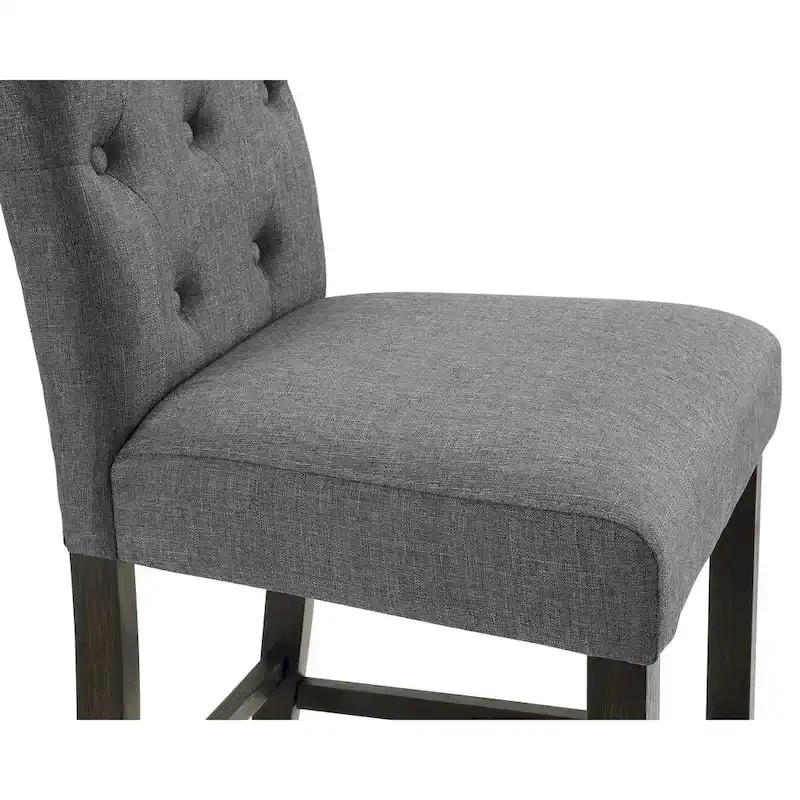 Roundhill Furniture Leviton Solid Wood Tufted Asons Barstool, Set of 2