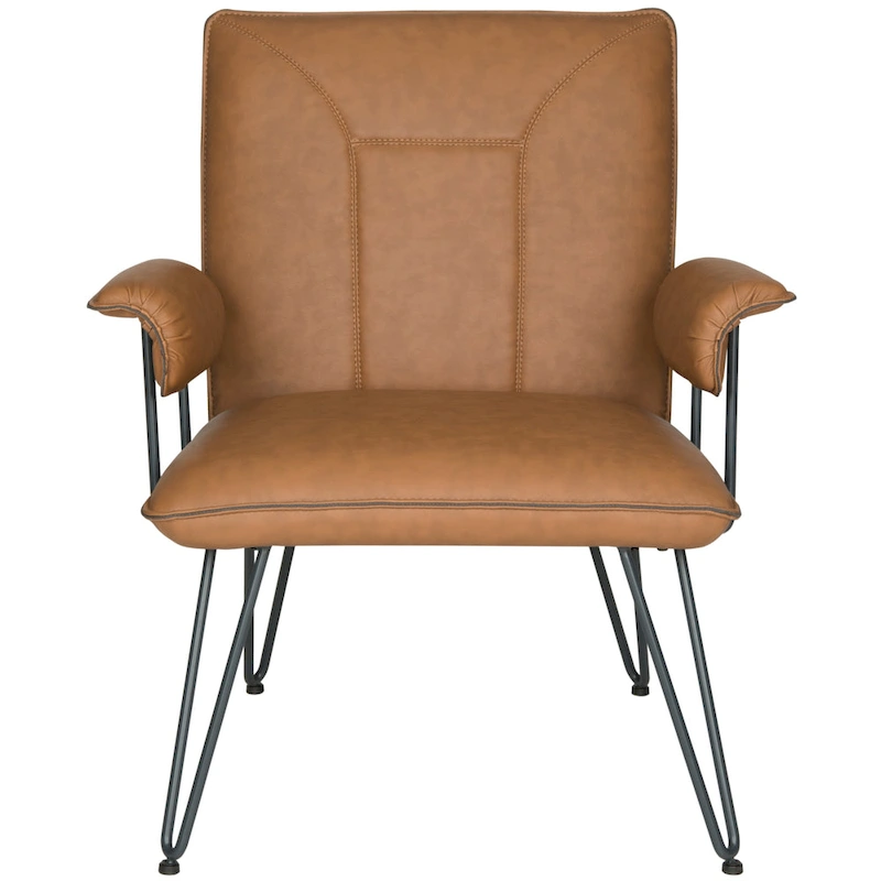 SAFAVIEH Idamae Mid-Century Modern Faux Leather Arm Chair - 29Wx28Dx33H