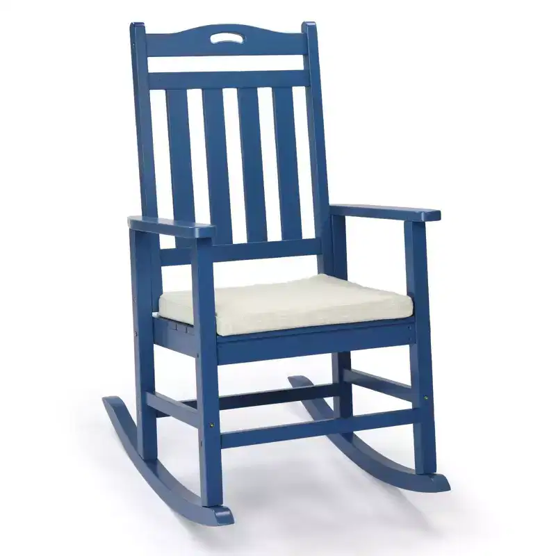 Karl Home | Classic Wooden Rocking Chair with Off-white Cushion