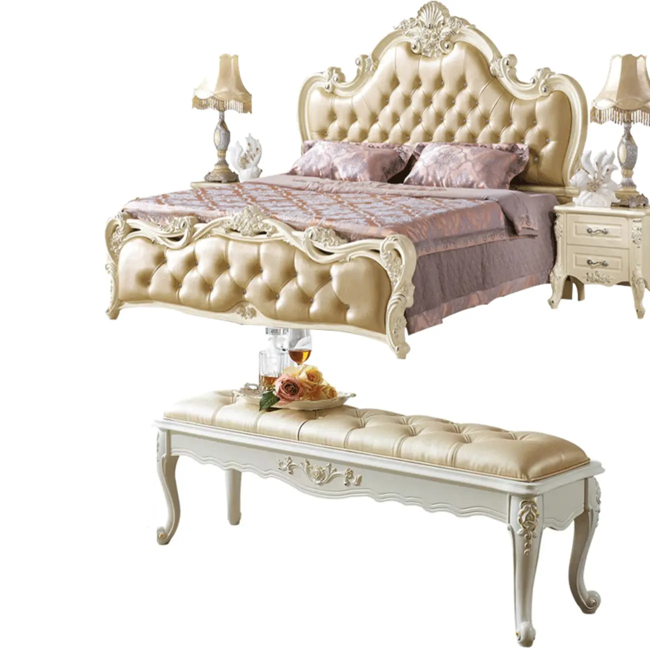 Victorian Button-Tufted Upholstered Entryway Benches