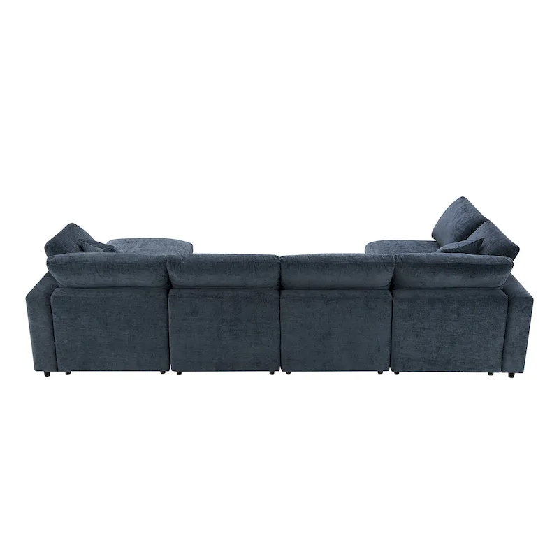 U Shaped Modular Cloud Sofa with Ottoman, Convertible Sleeper Sofa