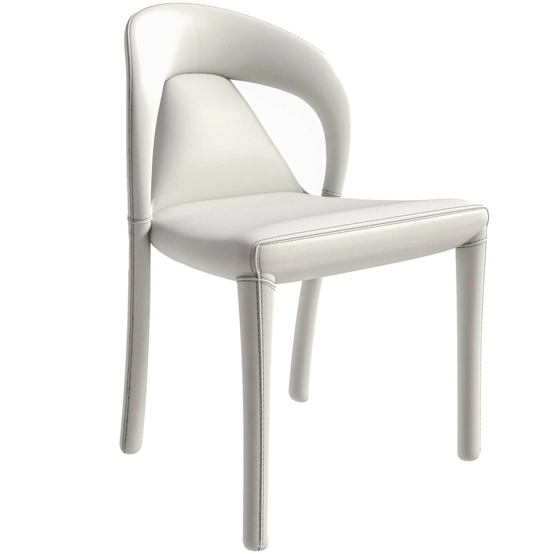 Solace Modern Dining Chair in Upholstered Leather with Steel Frame & Legs by LeisureMod