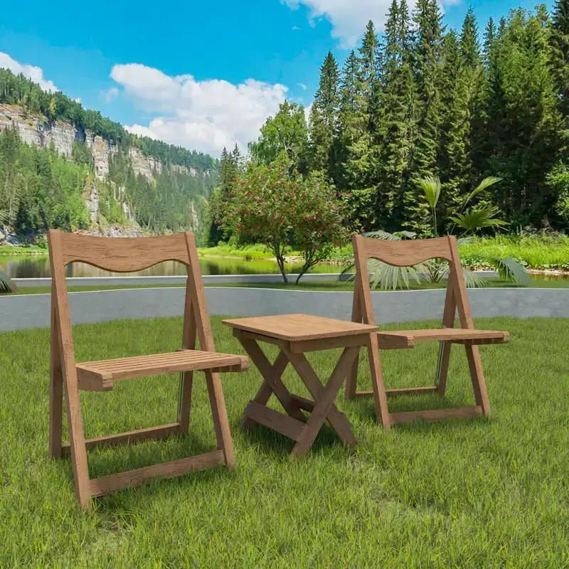 GDFStudio Matt 3pcs High Impact Polystyrene Foldable Bistro Set