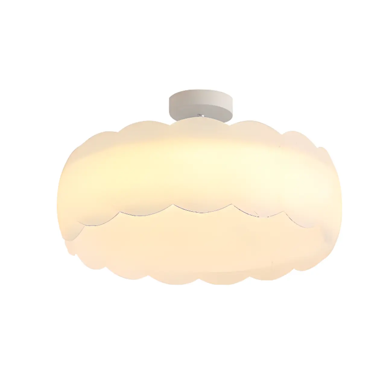 8 Elegant LED Semi Flush Ceiling Light in Natural Finish
