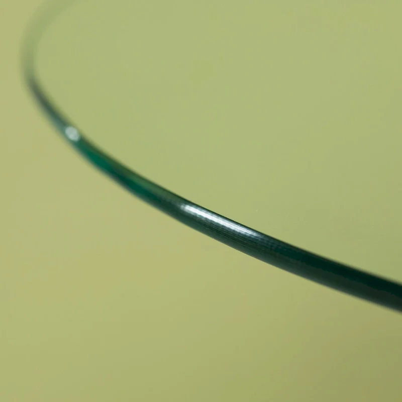 Round Clear Glass Top Accent Dining Table with 4 Beech Solid Wood Legs