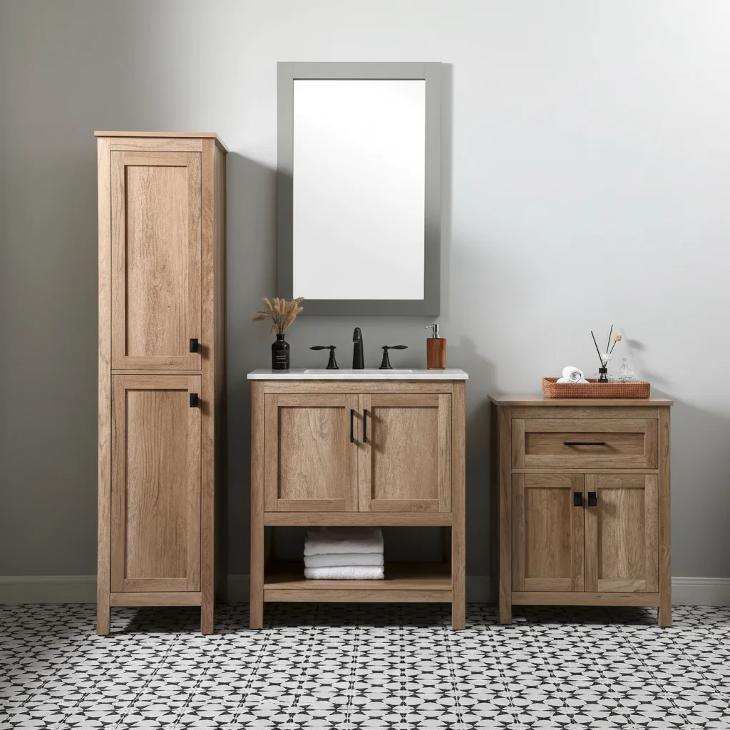 16 Inch Bathroom Linen Storage Freestanding Cabinet