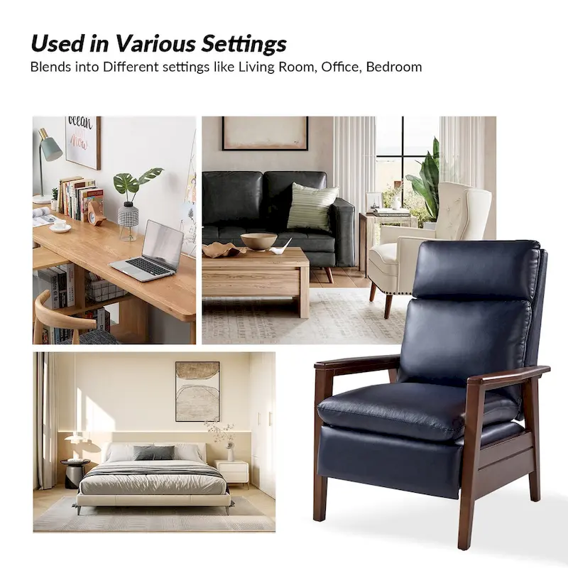 Patrick Mid-century Vegan Leather Solid Wood Recliner Set of 2 by HULALA HOME