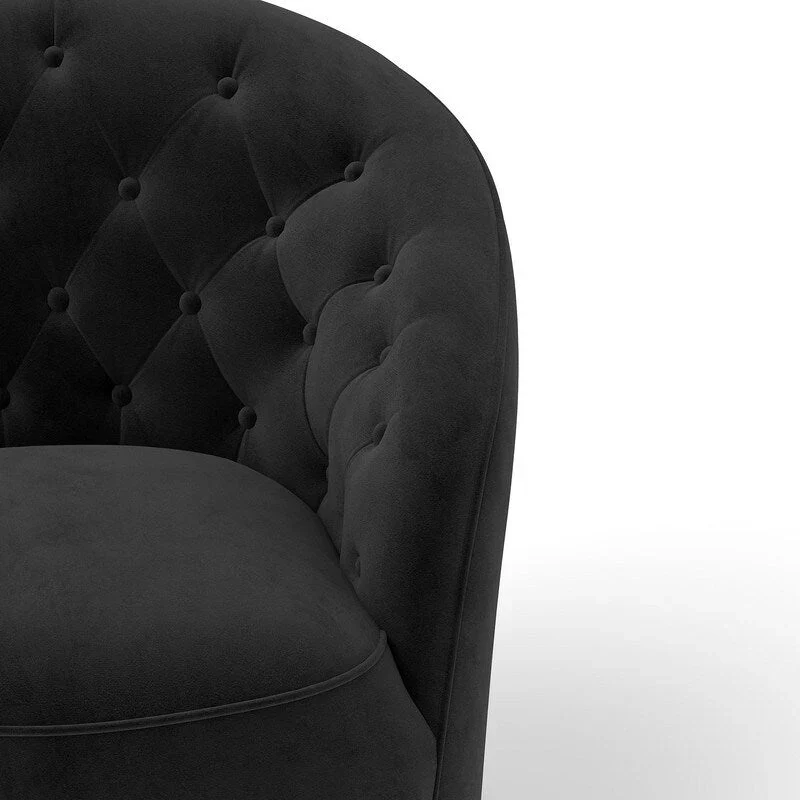 Velvet Upholstered 360 Degree Swivel Barrel Chair with Button Tufted Back
