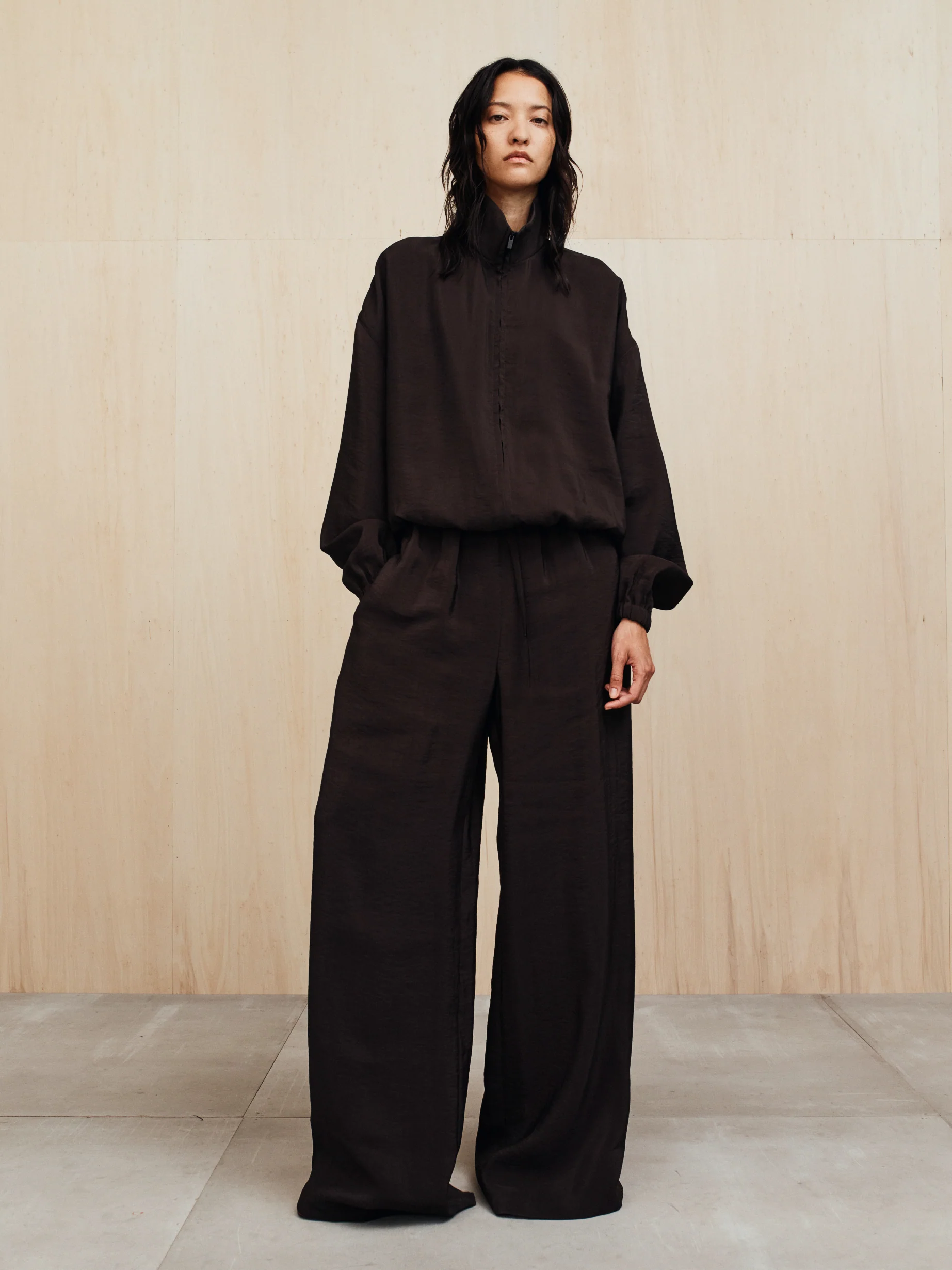 Womens Crinkle Viscose Track Jacket