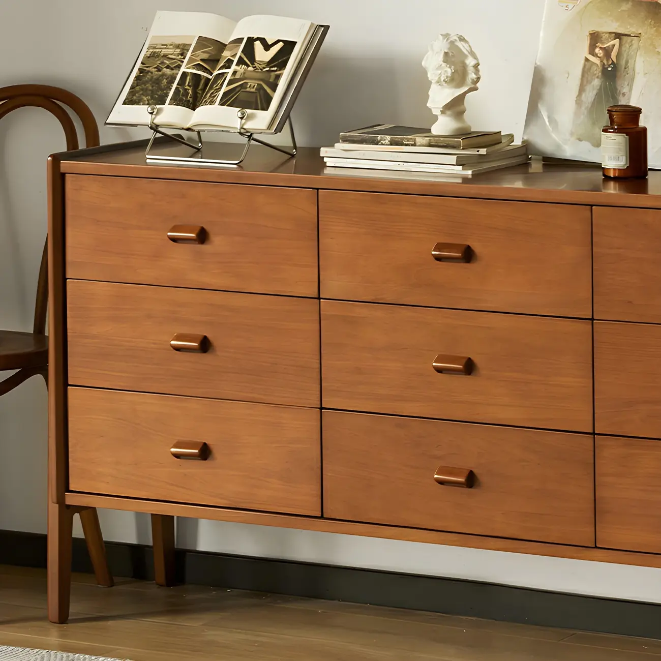 Traditional Brown Wooden Dresser with Self-Close Drawers