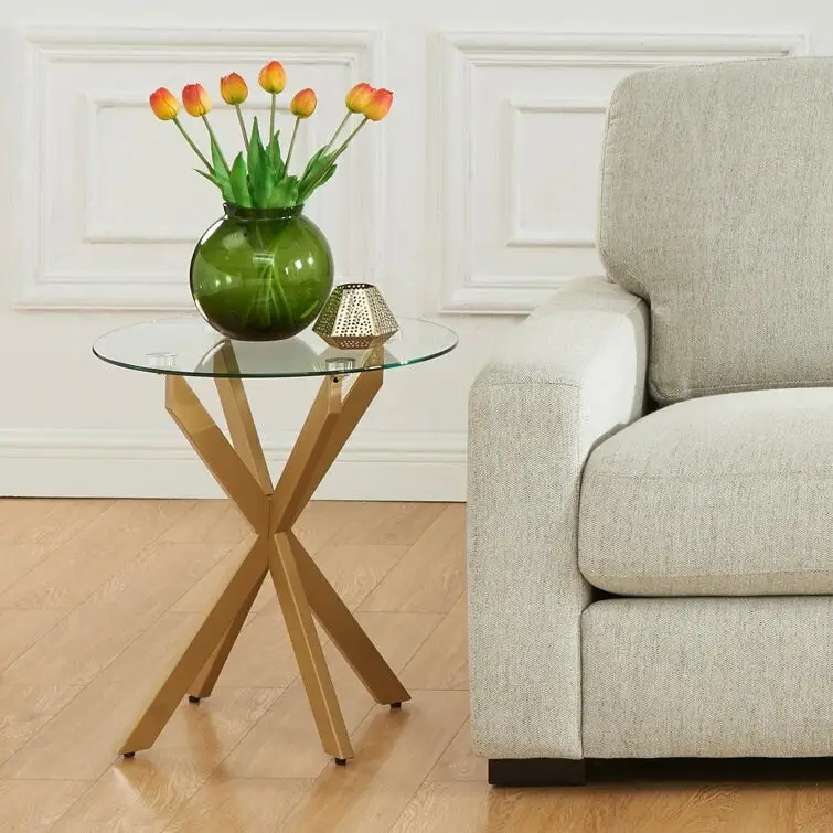 19.7 End Table With Glass Top