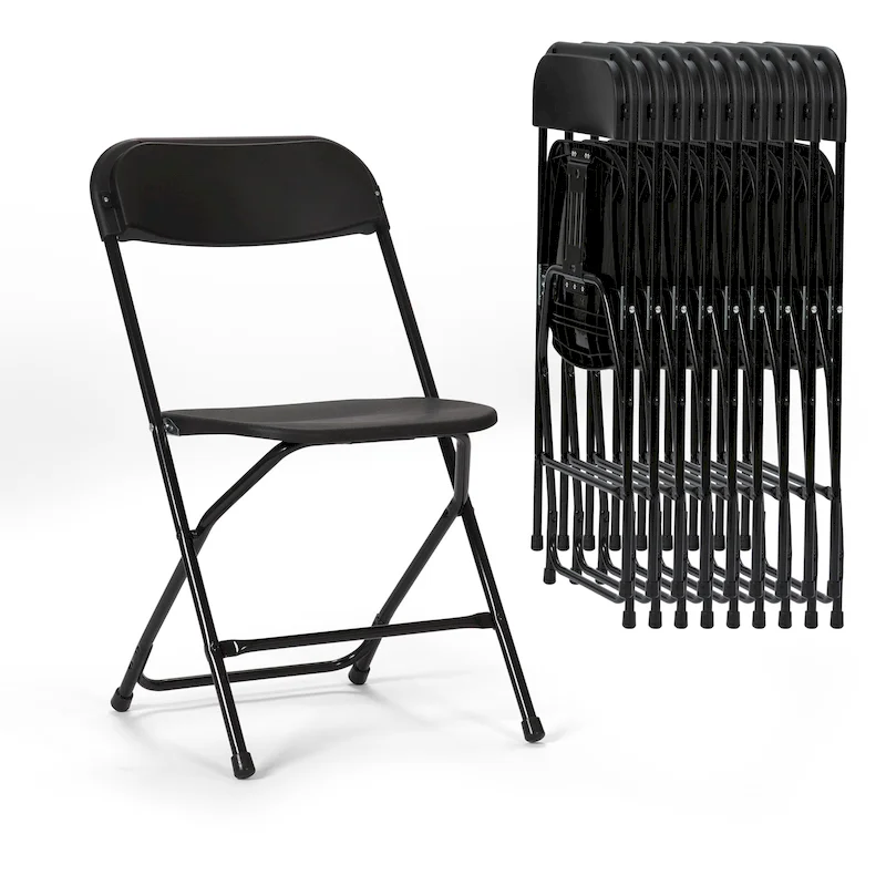 10 Pack Plastic Folding Chair 350lb. Capacity for Events Office Wedding Party Picnic Kitchen Dining