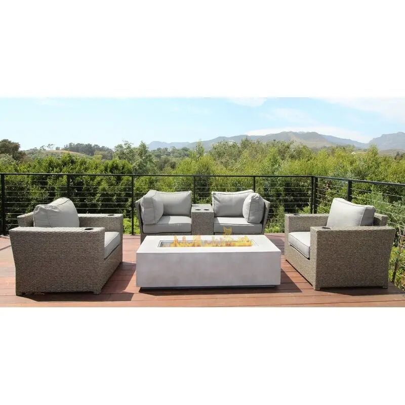 6 Piece Rattan Sectional Seating Group with Cushions