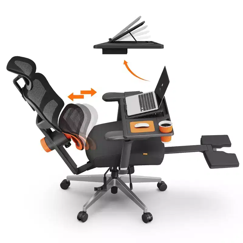 Newtral Ergonomic Office Chair with Footrest - 4D Armrest Recliner Chair - NT002+LAPD-BLACK