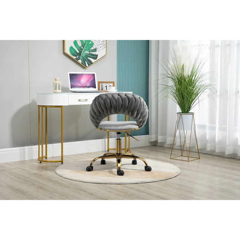 Computer Chair Office Chair Adjustable Swivel Chair Fabric Seat Home Study Chair