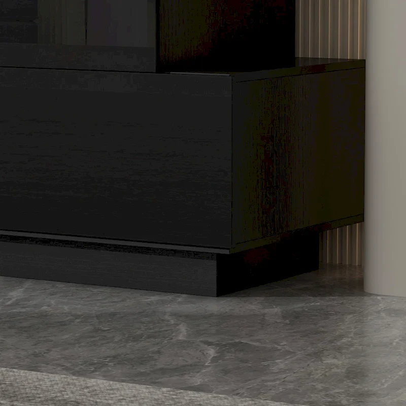 High Glossy Six-Drawer Dresser Chest with Off-Set Design (Black/White)