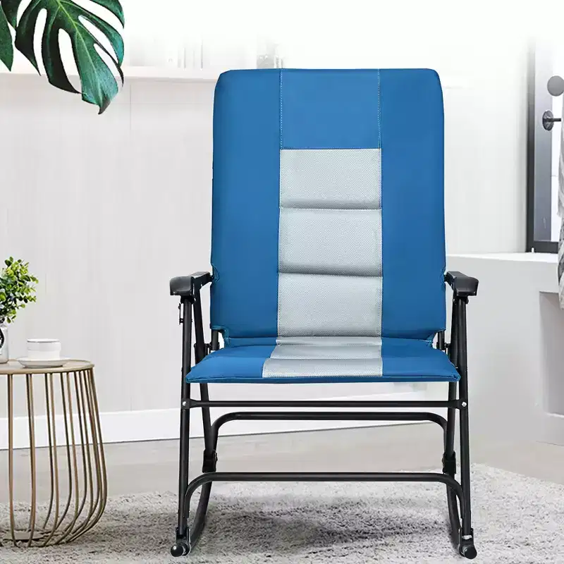 Costway Foldable Rocking Padded Chair Portable Camping Chair with Backrest Armrest Red\Blue