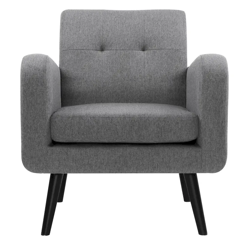 Mid-Century Modern Accent Chair with Tufted Back, Armrests, Polyester Fabric Upholstery, 29.75