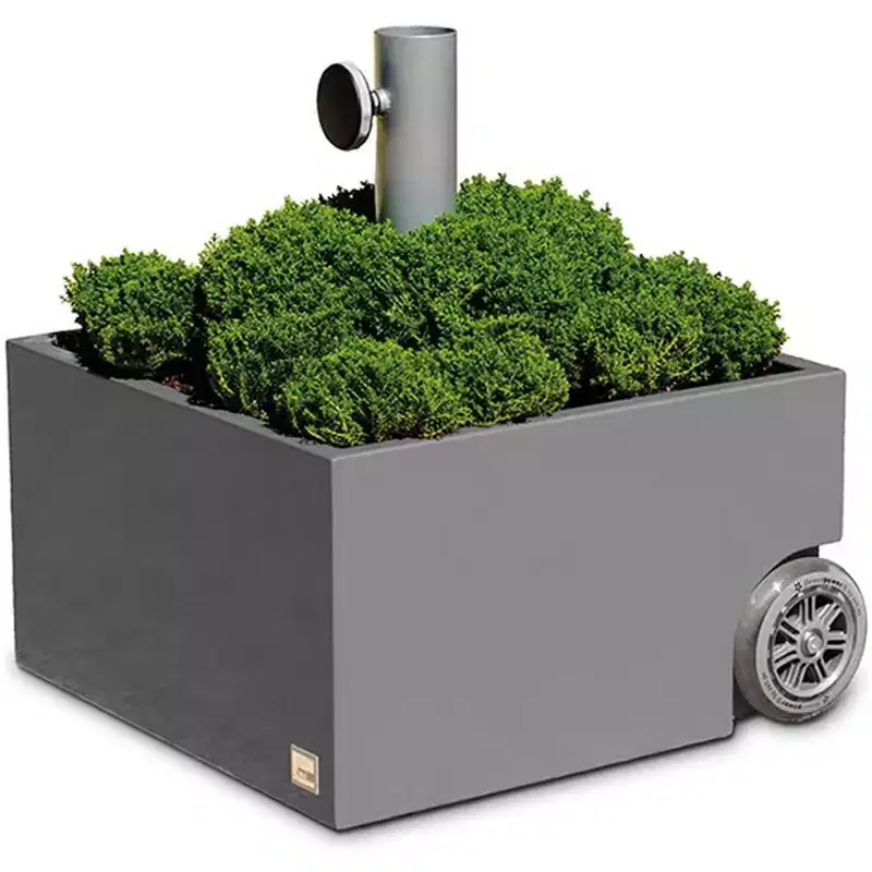 XXD Zinc Plated Power-Coated Modern Planter & Umbrella Stand, Dark Grey