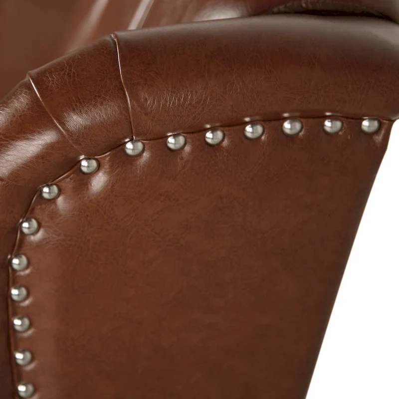 Classic Tufted Bonded Leather Recliner Set (2-Piece) with Nailhead Trim