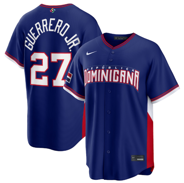 Dominican Republic Baseball Vladimir Guerrero Jr. Royal 2026 World Baseball Classic Road Stadium Jersey