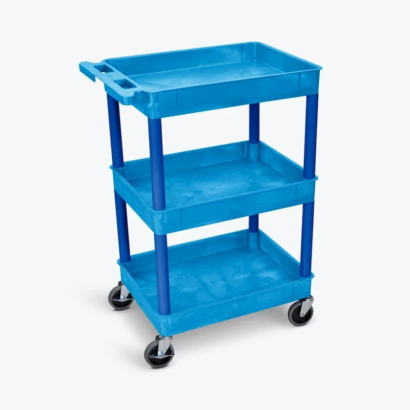 3-Shelf Tub Utility Cart — 100 lbs Per Shelf Capacity