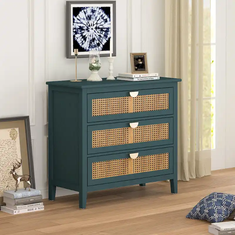 Rattan 3-Drawers Cabinet