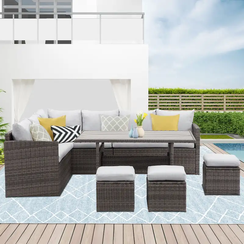 Royalcraft 7 Piece PE Rattan Wicker Patio Conversation Set