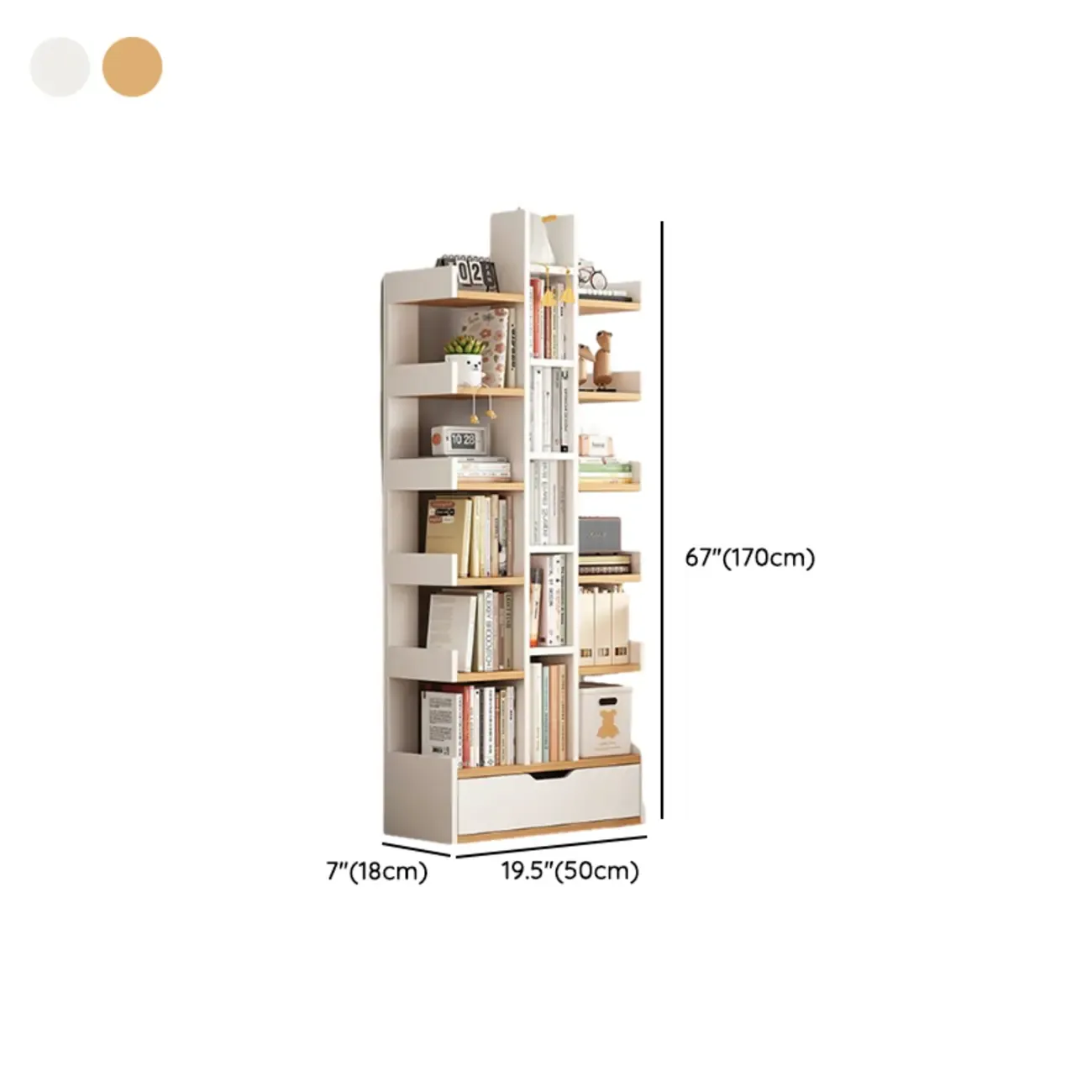 Modern Open Back 9 Shelves White Wooden Bookshelf