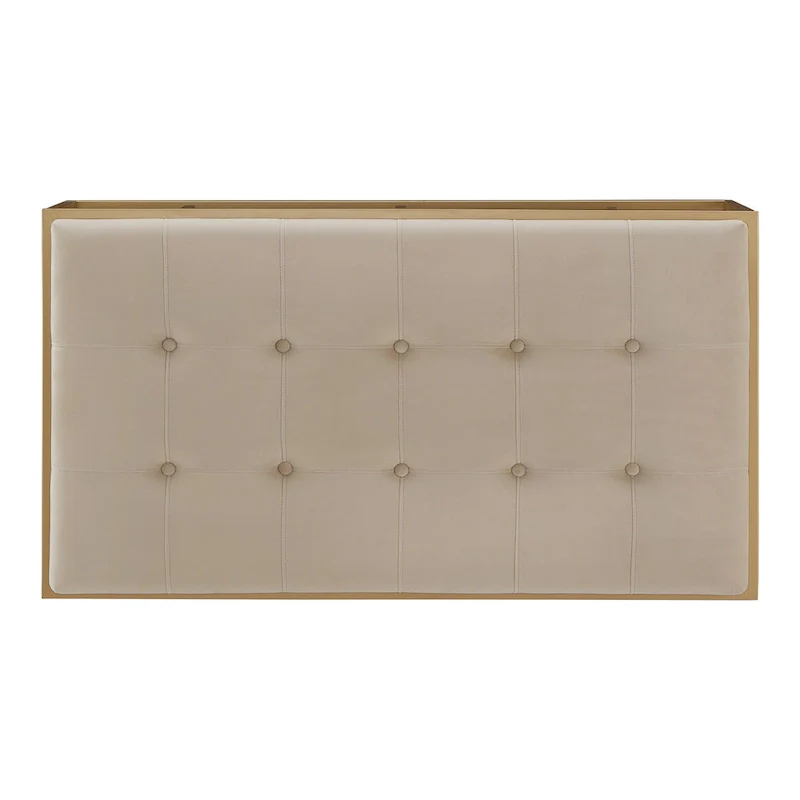 Perdita Gold Finish Velvet Rectangular Tufted Ottoman