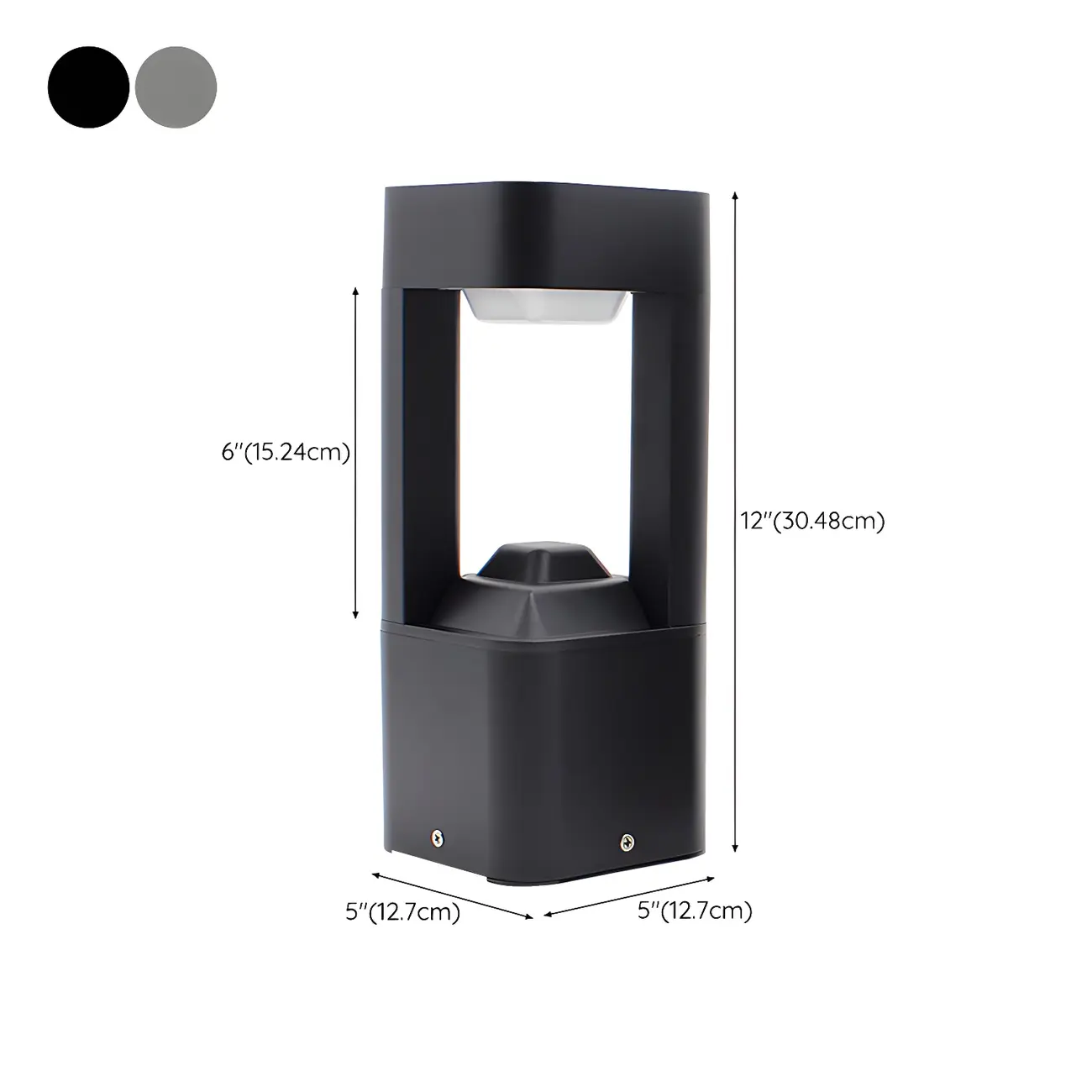 Black Metal Warm Light Lawn Post Cap Light