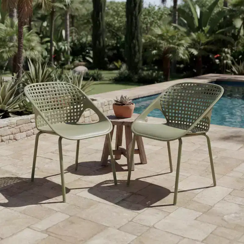 Christopher Knight Home Chaitanya Modern Patio Iron and Plastic Chairs (Set of 2)