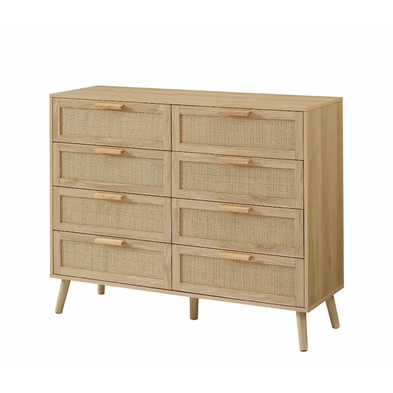 Bedroom Dresser with Rattan Fronts