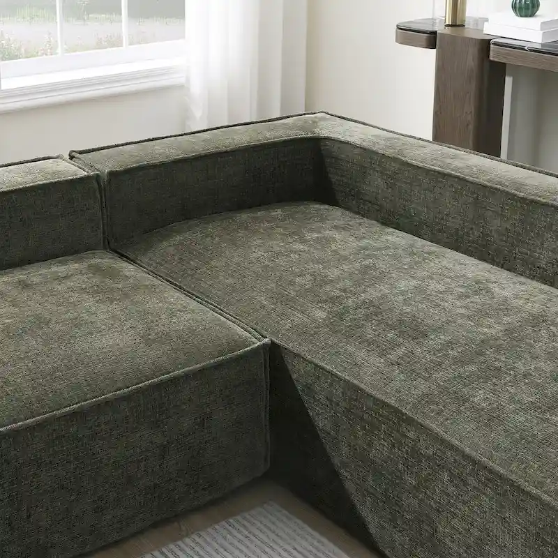 L-Shaped Modular Sectional Sofa, Chenille Cloud Sofa Set