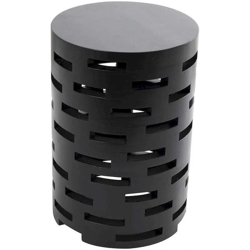 Black Geometric Cutout Side End Accent Table – Modern Style, Single Use