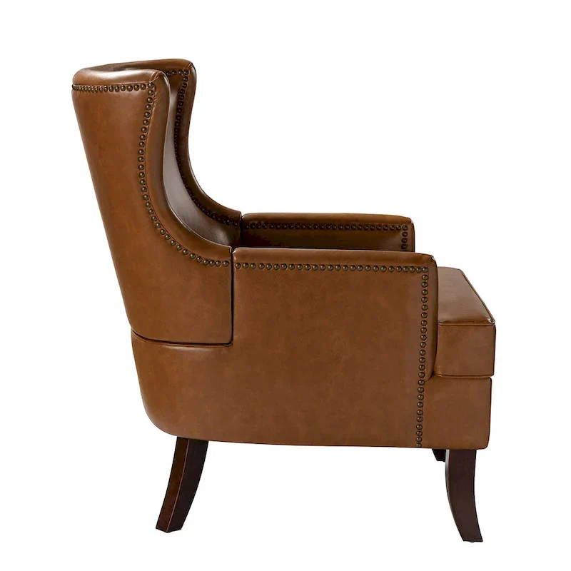 Angeles Mid-century Modern Ergonomic Vegan Leather Armchair with Wingback Set of 2 by HULALA HOME