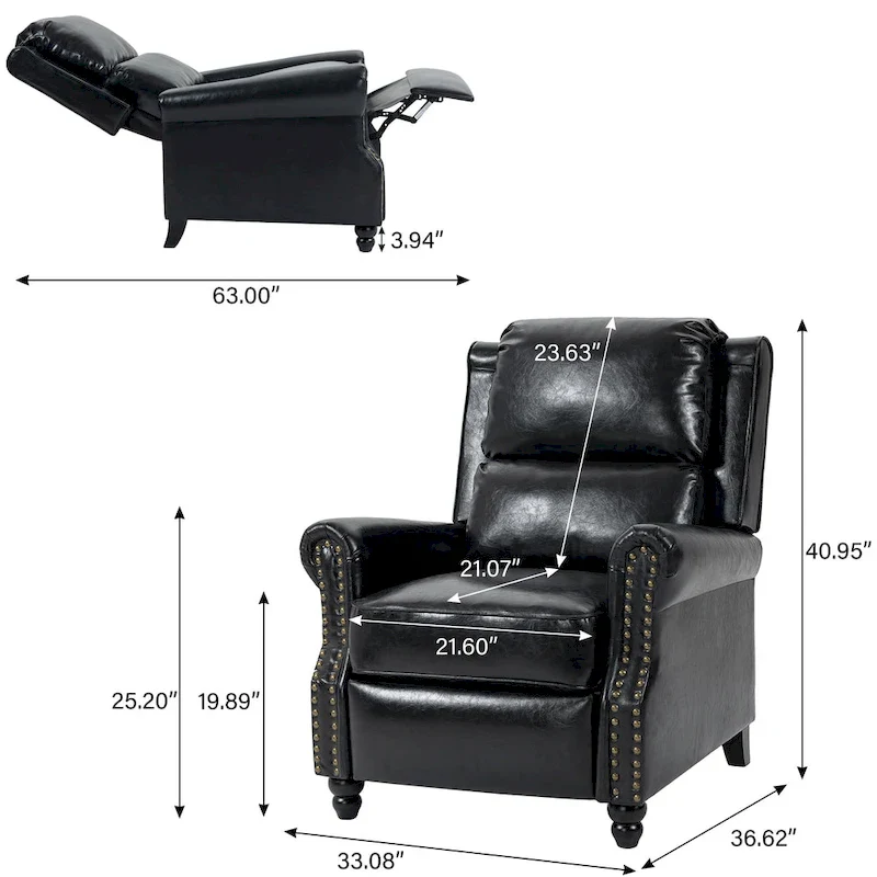 2 Set Modern Padded Seat Recliner Chair with PU Leather/Fabric