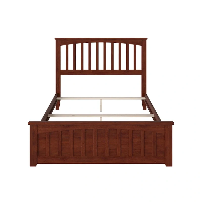 Mission Full Foundation Bed Frame with Matching Footboard in Walnut