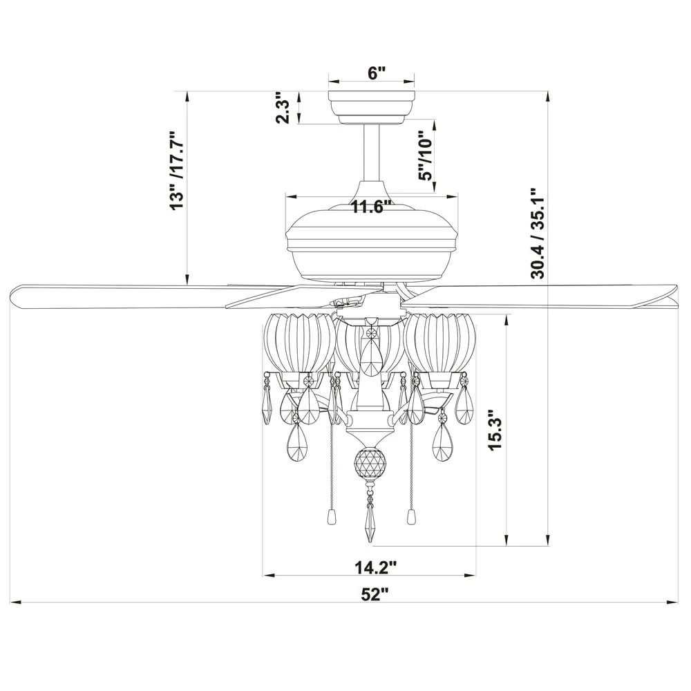 Garlow Matte Black 5-blade Lighted Ceiling Fan with Crystal Flower Cups Chandelier (includes Remote) - 52-inches Diameter