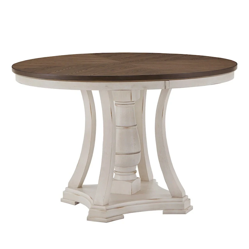 Tournus Dual-tone Solid Rubberwood Round Dining Table Set by iNSPIRE Q Classic