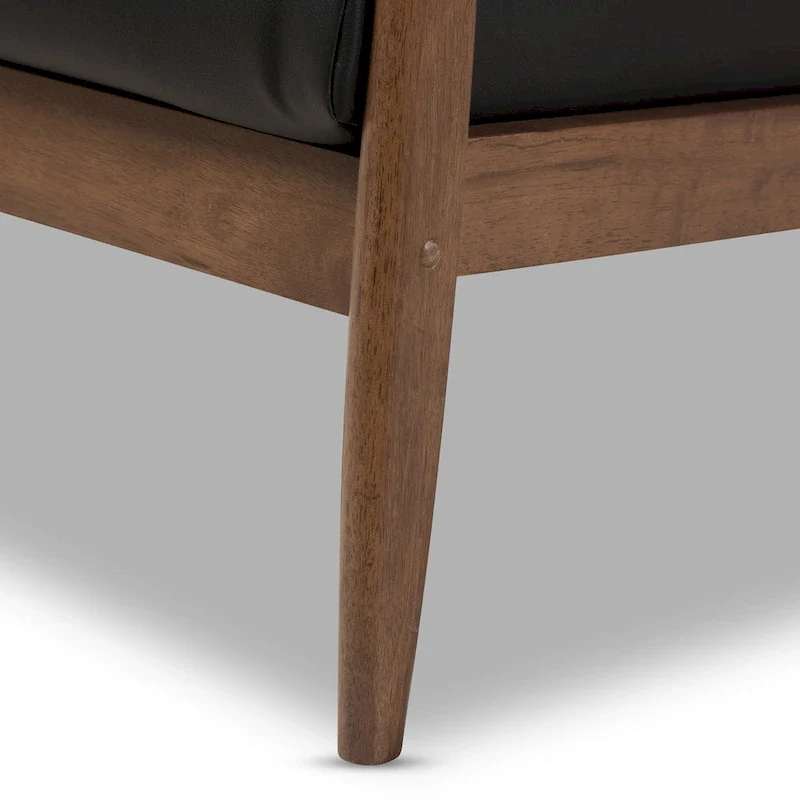 Mid-Century Lounge Chair with Solid Wood Legs and Upholstered Seat
