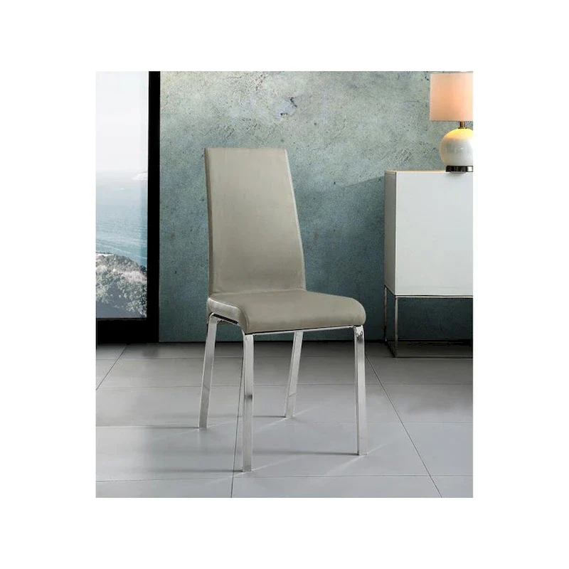 Taupe / White Top Grain Leather Dining Chair, Set of 2