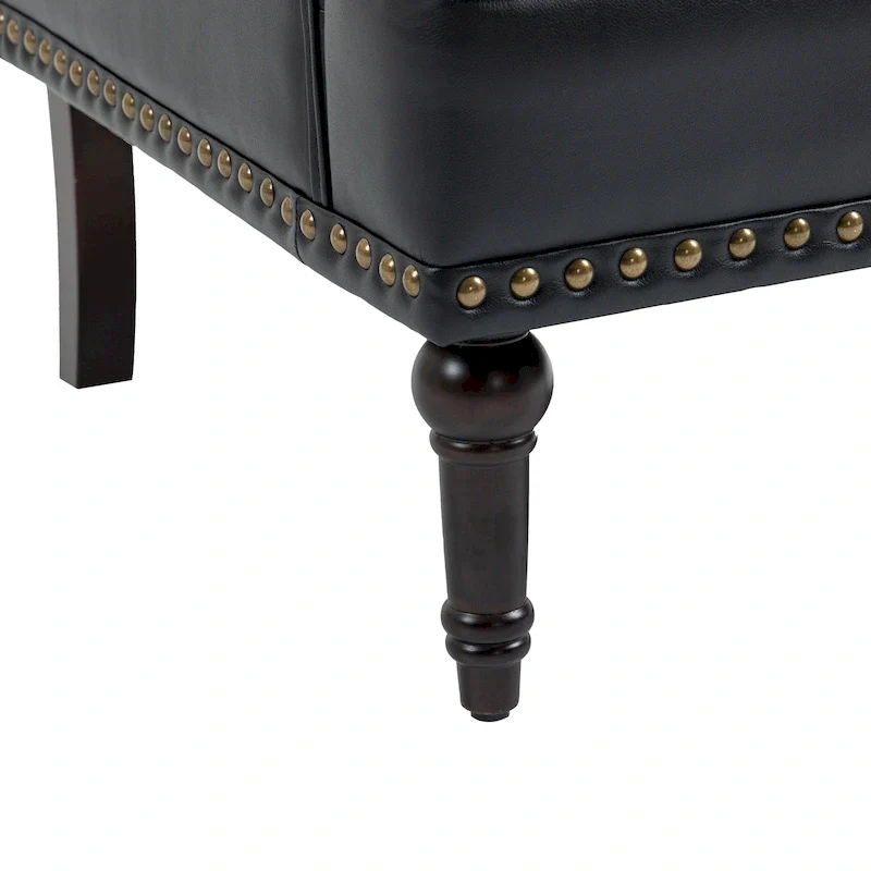 Tufted Vegan Leather Accent Chairs Armchairs with Nailhead Trim