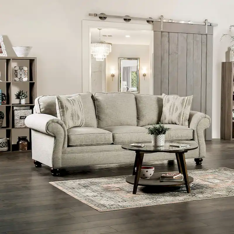 Modern Transitional Style Beige Fabric Two-Piece Sofa Set