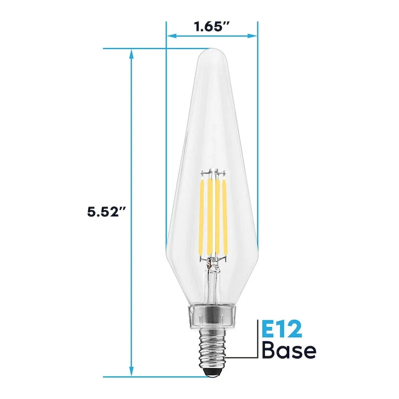 Luxrite E12 Candelabra LED Light Bulbs 60 Watt Equivalent, 2700K Warm White, Enclosed Fixture Rated, Dimmable...