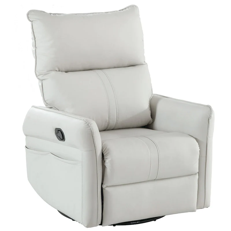Modern Small Rocking Swivel Recliner Chair with Overstuffed Seat
