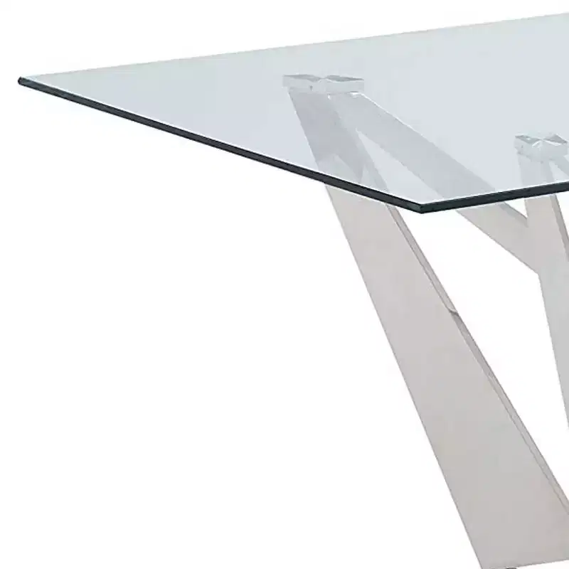 Acme Furniture Dekel Glass Top Dining Table Clear/Stainless Steel